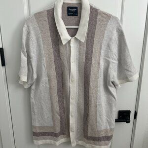 Abercrombie & Fitch Stitch Button-Through Sweater Polo Size L